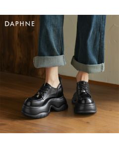 Daphne Women's Platform Derby Shoes with Hidden Wedge and Lace-Up Loafers 4024404215 Black 36