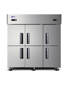 Star Commercial Kitchen Refrigerator Six-Door Large Capacity Dual-Temperature Upright Freezer Stainless Steel Refrigerator Freezer for Restaurants and Hotels Kitchen BCD-1300Y