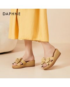 Daphne Wedge Sandals for Women, Summer Outdoor Thick-Soled Slides, New High-Heel Sandals 4022303259, Yellow, 34