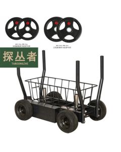 Explorer Sled Adjustable Tank with Barbell Plate Weighted Cart Dual Magnetic Resistance Black with Basket +50kg