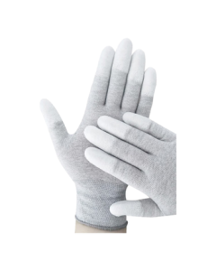 Mitz Anti-Static Gloves Carbon Fiber Coated Fingertip Gloves, PU Coated Lightweight Dust-Free Breathable Non-Slip Assembly Labor Protection Gloves, Medium Size (10 Pairs/Pack)