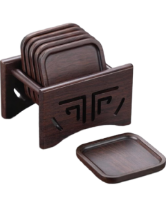 Shangyanfang Ebony Wood Coaster Set, Heat-Resistant Tea Ceremony Cup Pads, Kung Fu Tea Accessories