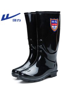 Warrior Women's Rain Boots Waterproof High-Top Outdoor Anti-Slip Rubber Shoes Overshoes HXL863 Black Size 37