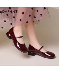 Daphne French Shallow Women's Shoes 2025 Spring Chunky Heel Elegant Little Red Mary Jane Shoes - Red, Size 40