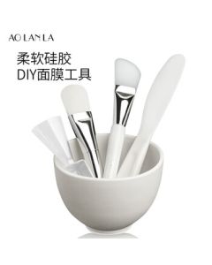 AOLANLA 5-Piece Silicone Face Mask Brush Set, Soft Bristle Brush for Mud Mask, Silicone Brush, DIY Mask Application Bowl Tool, Mud Mask Mixing Stick
