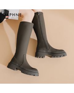 Daphne Women's Knee-High Riding Boots 2022 Autumn Versatile Slimming Fashion Boots Not Over Knee High Boots Slim Boots Green Size 40