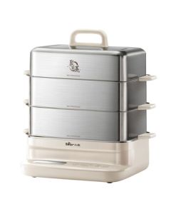 Bear Energy-Saving Electric Steamer, All-in-One Stew & Steam Cooker with Auto Shut-Off, 0-Coating 3-Layer Stainless Steel Steamer, 24L Multi-Functional Pot DZG-BB3W1