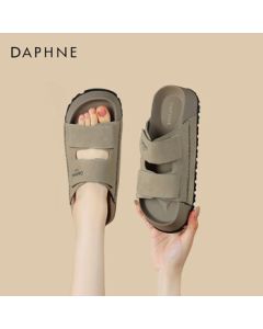 Daphne Women's Sandals Hook & Loop Birkenstock One-Strap Slide Sandals Thick Sole Retro Shoes 4024303096 Grey 35