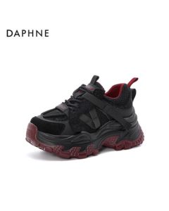 Daphne Women's Casual Shoes Retro Patchwork Dad Shoes Platform Thick-Soled Height-Increasing Sneakers 4024404418 Black 37