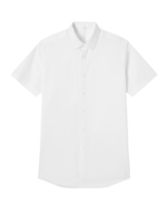 JD High-End 100-Count Short-Sleeve Men's Shirt, White Shirt Gift for Boyfriend, White 41