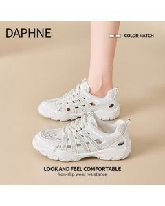 DAPHNE Daphne Women's Hollow-Out Sneakers 2025 Summer Mesh Soft-Soled Retro Casual Shoes Platform Elevator Training Shoes