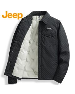JEEP Men's Down Jacket Winter Windproof Thickened Warm Coat Loose Workwear Jacket White Duck Down Black 3XL