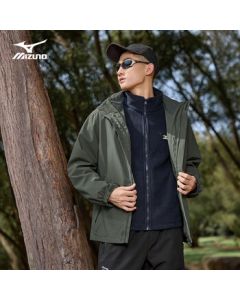 Mizuno Men's Outdoor Windproof Waterproof 3-in-1 Hooded Jacket Coat Mountaineering Suit - Dark Gray 2XL