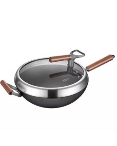 SUPOR Wok Titanium-Alloy Composite Iron Coating-Free Pan with Side Handle CC34YT1 for Induction Cookers and Gas Stoves