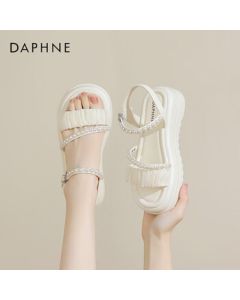 Daphne Women's Sandals Thick Sole Pearl Single Strap Sandals Versatile Comfortable Shoes 4023303355 Beige 36