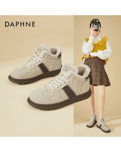 Daphne Versatile Fashion Fleece-Lined High-Top Sneakers for Women - Comfortable, Lightweight, Stylish Casual Shoes, Sand Color, Size 39