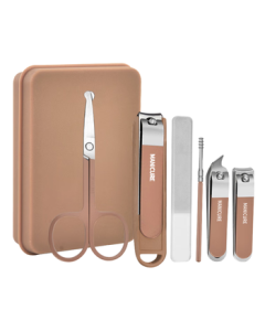 Hefino Nail Clipper Set, Complete Nail Care Kit with Nail Clippers, Cuticle Scissors, Ear Pick, Nail File, and Nail Nipper (6-Piece Set)