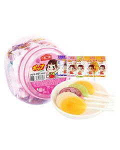 Fujiya Mixed Fruit Flavor Lollipops 375g (60 Pcs) - Kids Candy, Wedding Candy Snacks in a Can
