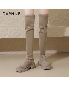Daphne Women's Thick-Sole Stretch Over-the-Knee High Boots 4023404072 Khaki 38