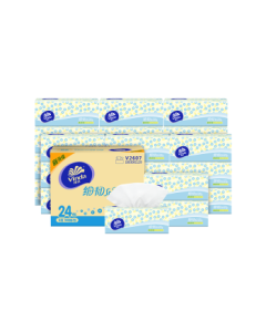 Vinda Facial Tissues, 3-Ply 100 Sheets * 24 Packs XS Size, Delicate & Tough, Napkin Toilet Paper, Random Old/New Packaging, Whole Carton