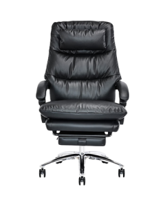 JINGDONG Z8 Executive Leather Recliner Ergonomic Office Chair Computer Chair with Genuine Top Grain Leather - Classic Black