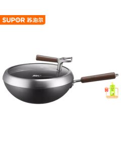 SUPOR Titanium-Iron Non-Stick Coating-Free Composite Wok CC32YT1 32cm + Dishwashing Liquid (Single Item)