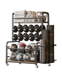 Yicai Nianhua Storage Rack for Yoga Mats, Wheels, Dumbbells, Balls, and Sports Equipment, Fitness Gear Organizer 6333