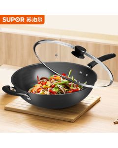 SUPOR Wok Anti-Rust Healthy Iron Pan 34cm Large Size Home Cooking Pan FC34T12
