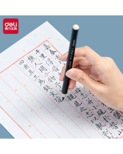 deli 6589 New Calligraphy Brush (Black) Modern Calligraphy Pen Style Brush, Fine Brush Pen for Beginners, Small Regular Script Practice, Four Treasures of the Study (Brush, Ink, Paper, Inkstone)