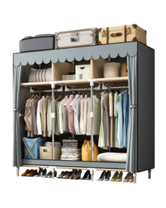 Leaijia Easy Assembly Closet, Student Dormitory Wardrobe, Home Fabric Wardrobe, Bedroom Closet with Reinforced Steel Tubes, Rental Room Closet