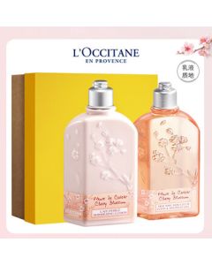 L'Occitane Cherry Blossom Bath & Body Set, French Import, 250ml Shower Gel + 250ml Body Lotion, Nourishing & Hydrating, Long-Lasting Fragrance