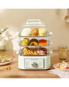 Joyoung Electric Steamer 13.5L, Household Timer Stainless Steel Thickened & Wide Steaming Tray, 3-Tier Electric Food Steamer DZ135HG-GZ505