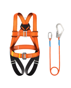 Locker Rock Five-Point Safety Harness for High-Altitude Work, Full-Body Fall Protection Compliant with National Standards, Dual Large Hooks with Shock Absorber Pack 1.8m (Jing Warehouse)