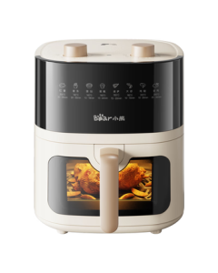 Bear Air Fryer, No Need to Flip, Fully Automatic, 6L Large Capacity for Home Use, Visible Cooking, Surround Airflow Baking, Low-Fat Air Frying, No-Flip QZG-E16H3