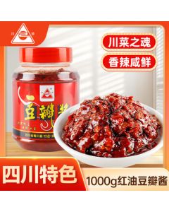 Chuan Zhen Red Oil Broad Bean Paste 1000g Non-GMO Oil Sichuan Cuisine Seasoning Chili Sauce for Stir-Fry, Noodles, Hot Pot Dipping Sauce