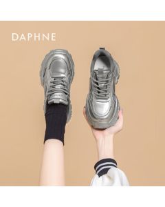 DAPHNE Daphne Women's Chunky Dad Sneakers Casual Canvas Shoes in Light Gray Size 38