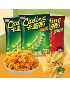 Cadina Pea Crisps (Original Flavor 2 Bags + Spicy Flavor 1 Bag) 52g*3 Bags Combo Pack Snack Puffed Food