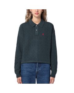 Polo Ralph Lauren Women's Polo Collar Knit Top 211910158005 Dark Green M