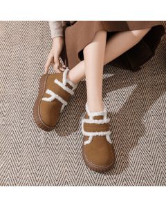 Daphne [Fleece-Lined High-Top] Women's Cotton Shoes Fashionable Warm High-Top Casual Shoes Lightweight Versatile Women's Shoes Brown 39