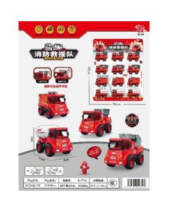 Children's pull back slab fire truck car 12pcs/board