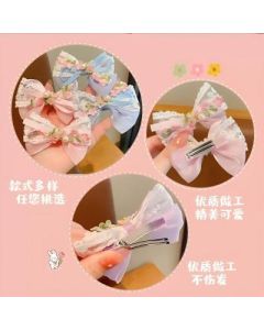 Pearl bow hairpins Girl's broken hair lace hairpin headgear