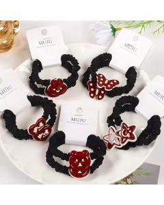 Hair cord bands Ancola pair black and red