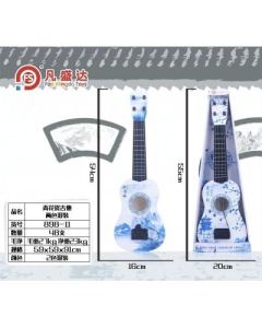 Imitation guitar, blue and white porcelain, 21 inch, large steel wire strings, 48 pcs/box