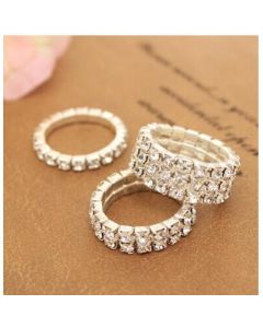Elastic sparkling diamond ring Korean jewelry Daja's spring triple drain diamond ring