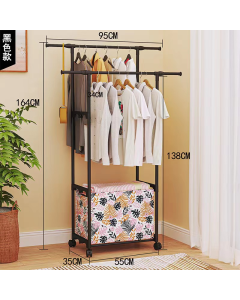 Double-rod telescopic cloth basket coat rack GOIDEN