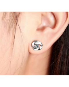 Imitation diamond zircon stud earrings Solid Thai silver medium