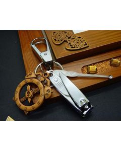 Nail clippers keychain metal keyring pendant with ear scoop multi-purpose key ring