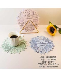Anti-slip and anti-scald heat insulation mat PVC soft rubber coaster bowl mat Big and small flower cartoon 288/carton