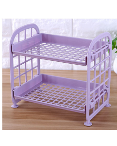 Double-decker shelves on the table