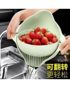 Double-layer rotating drain basket plastic eco-friendly straw